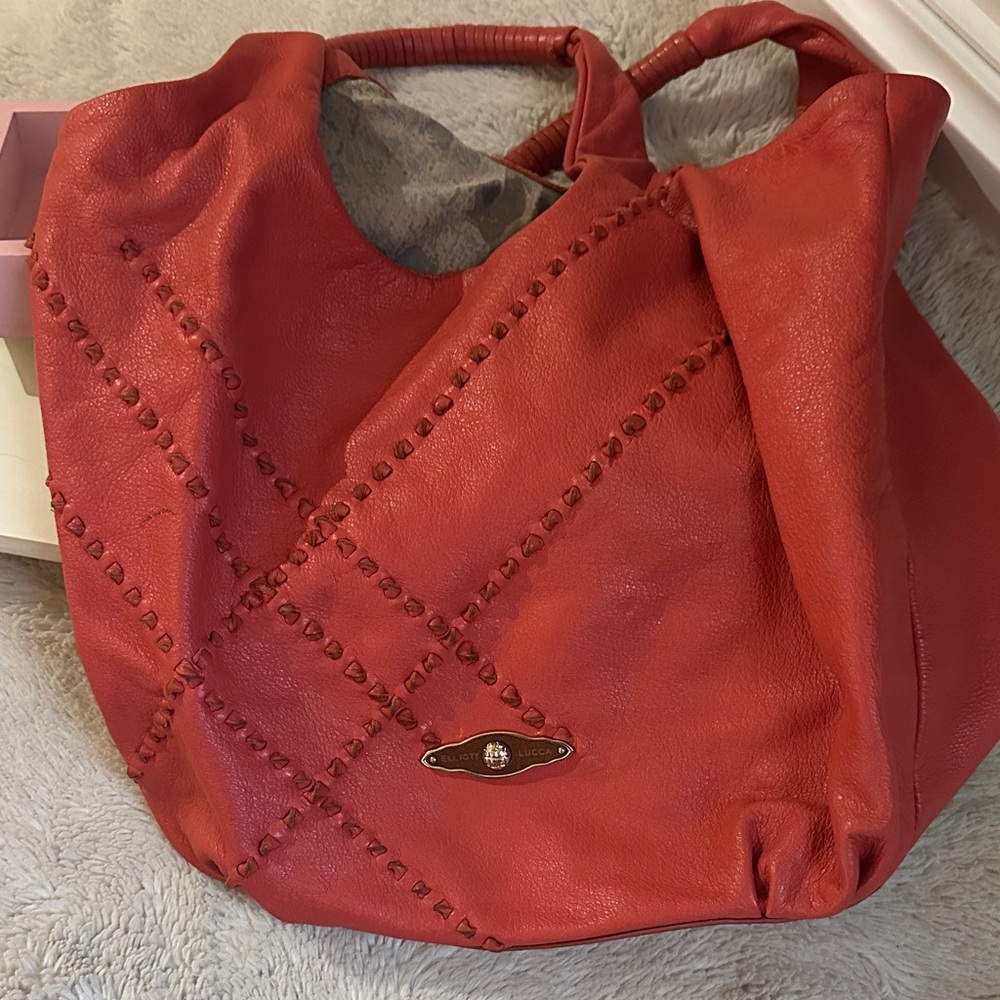 Elliott Lucca Red Studded Hobo Bag